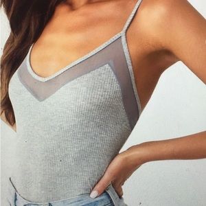 Styleangeles Ribbed Mesh Gray Bodysuit